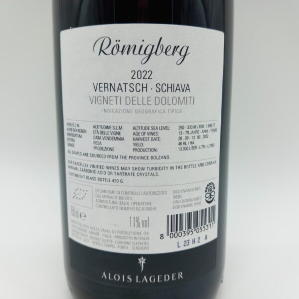 Vernatsch RÖMIGBERG Rosso Dolomiti IGT, Weingut Alois Lageder, Südtiro/ Italien – Bild 3